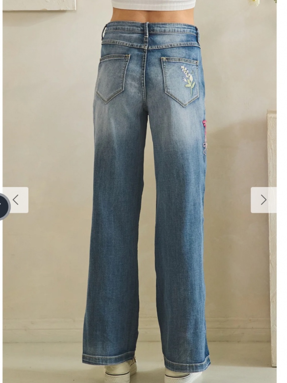🎉 OLI & HALI “Big Sky“ OLI and HALI DARTED PANTS WITH FLORAL EMBROIDERY 61A - Picture 8 of 9